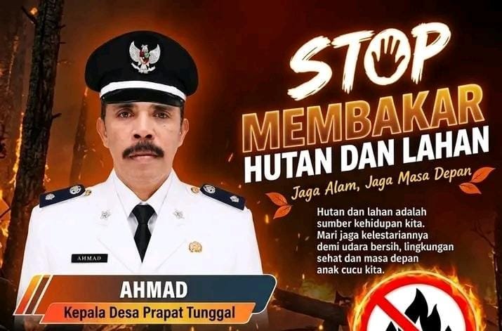 Upaya Cegah Kebakaran Hutan di Bengkalis, Kades Prapat Tunggal Sosialisasikan Sanksi Denda 10 Miliar