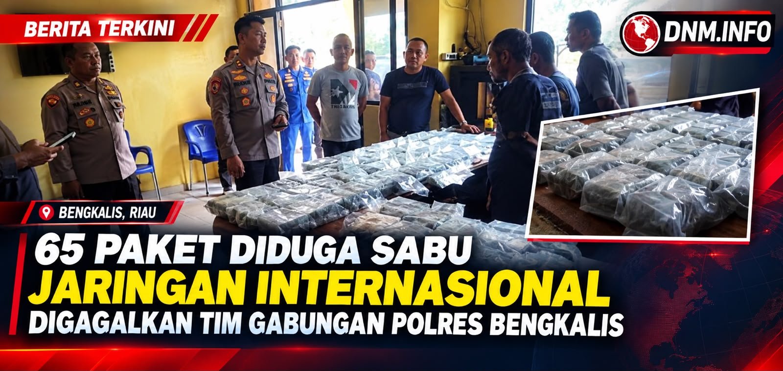 65 Paket Diduga Sabu Jaringan Internasional Digagalkan Tim Gabungan Polres Bengkalis