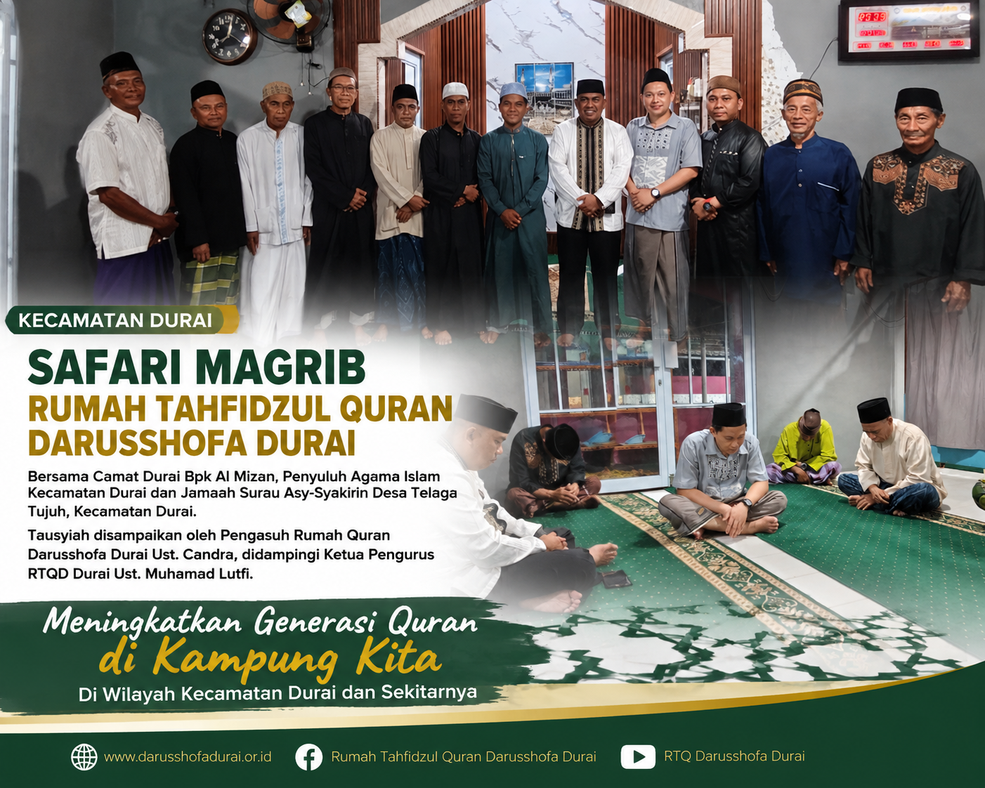 Safari Magrib Rumah Tahfidzul Quran Darusshofa Durai: Menguatkan Generasi Qurani di Kampung-Kampung Kecamatan Durai