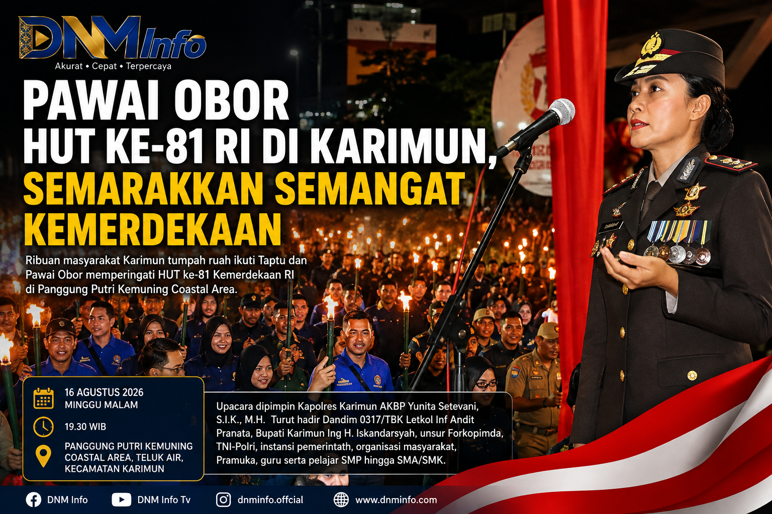 Pawai Obor HUT ke-81 RI di Karimun Semarakkan Semangat Kemerdekaan