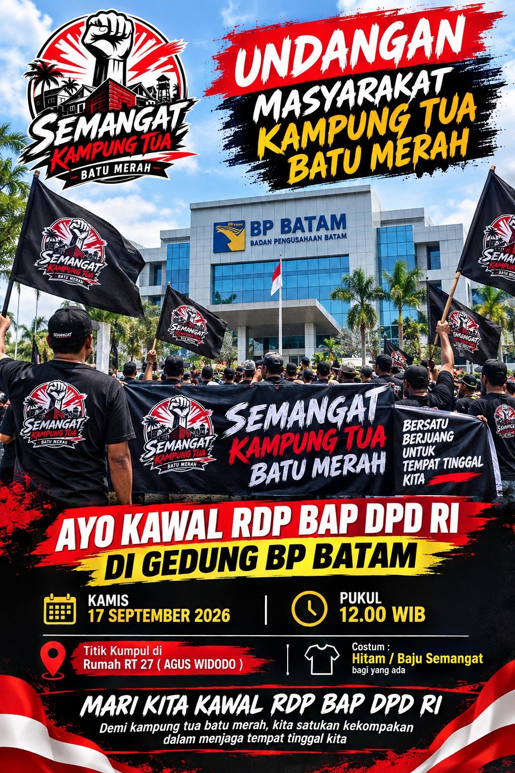 WARGA KAMPUNG TUA BATU MERAH SERUKAN KEKOMPAKAN, AJAK KAWAL RDP BAP DPD RI DI GEDUNG BP BATAM