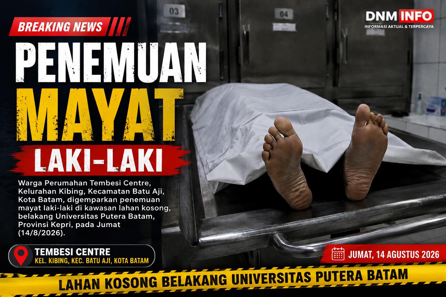 Warga Tembesi Centre Digemparkan Penemuan Mayat Laki-Laki di Lahan Kosong
